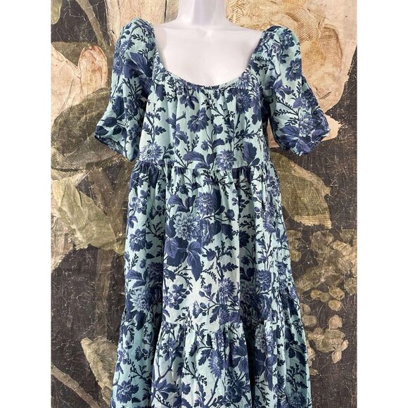 New By Anthropologie Tiered Poplin Midi Dress Size Small - Picture 7 of 10